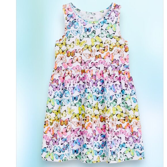 H&M Other - H&M Rainbow Butterflies Sleeveless dress 100% Cotton Airy and sting free NWT